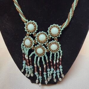 Santa Fe Designed Beaded Necklace w/Turquoise Accents